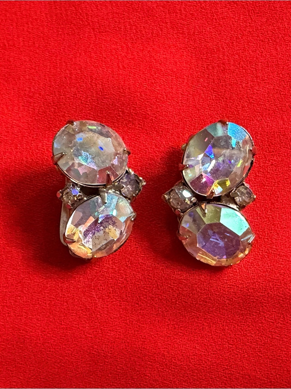Aurora Glass Gem Clip-On Earrings in Multicolor